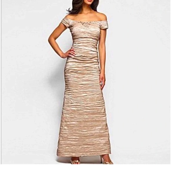 ALEX EVENINGS GOLD RUCHED GOWN 12 - Picture 1 of 8